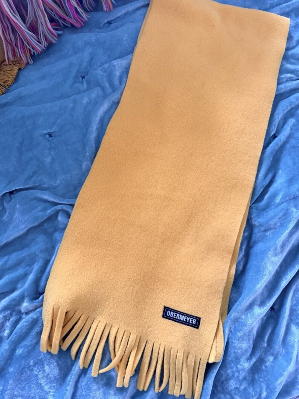 Obermeyer Marigold Yellow Fleece Fringe Scarf Ski Winter